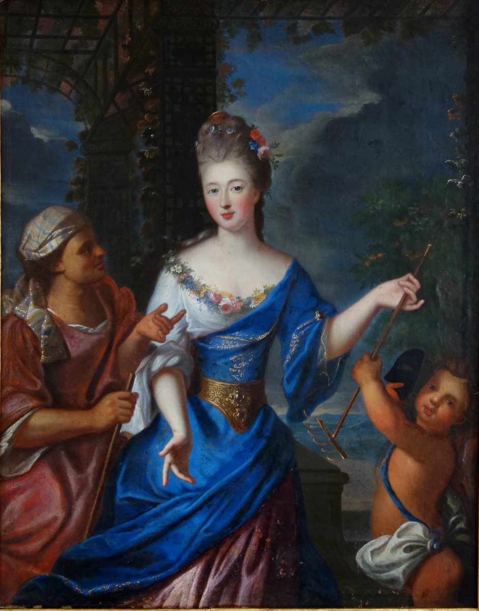 Pierre Gobert - Portrait De La Princesse De Conti En Vertumne Et Pomone - Hst 93x75cm-photo-2