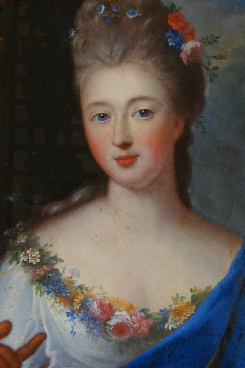 Pierre Gobert - Portrait De La Princesse De Conti En Vertumne Et Pomone - Hst 93x75cm-photo-1