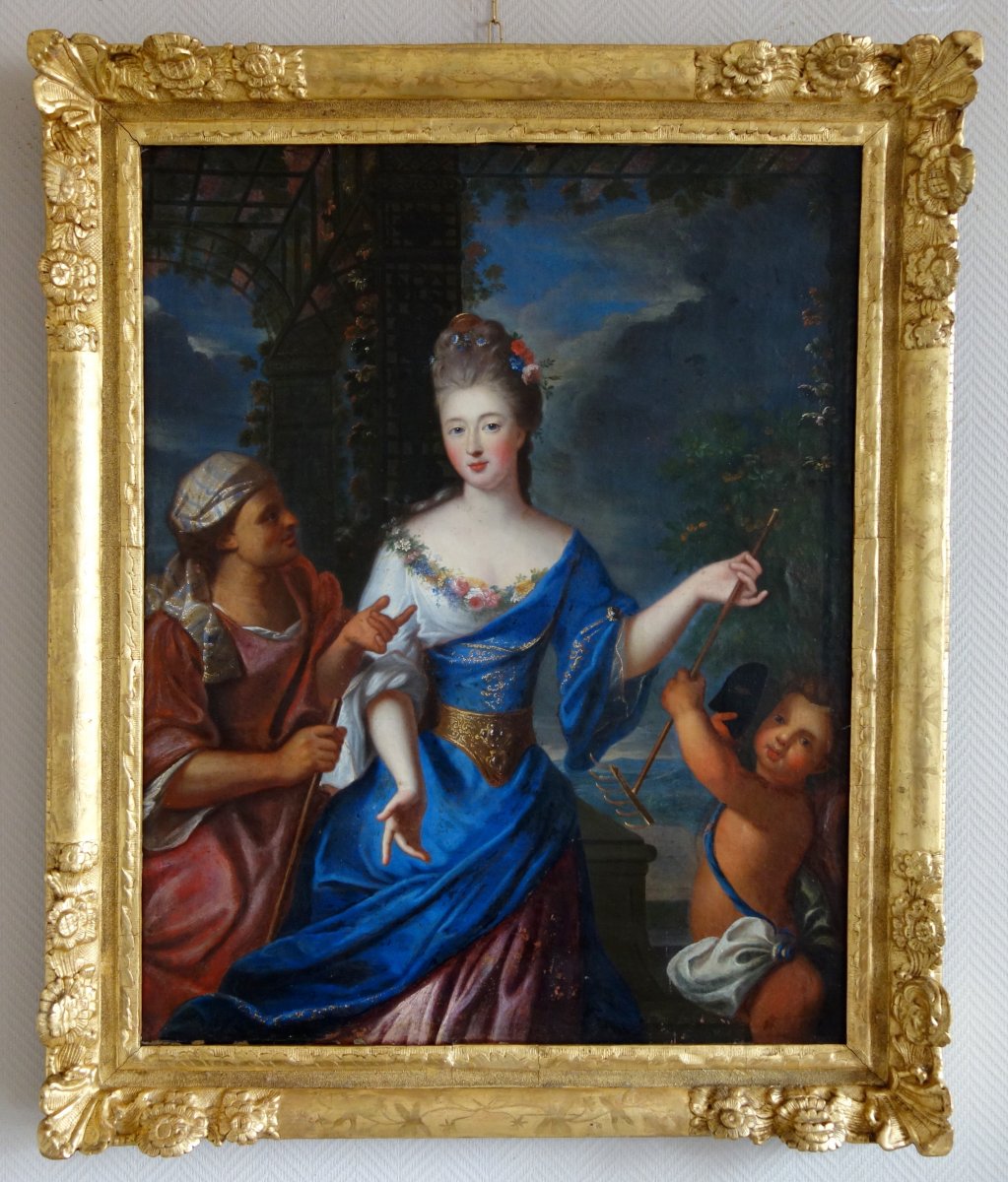 Pierre Gobert - Portrait De La Princesse De Conti En Vertumne Et Pomone - Hst 93x75cm