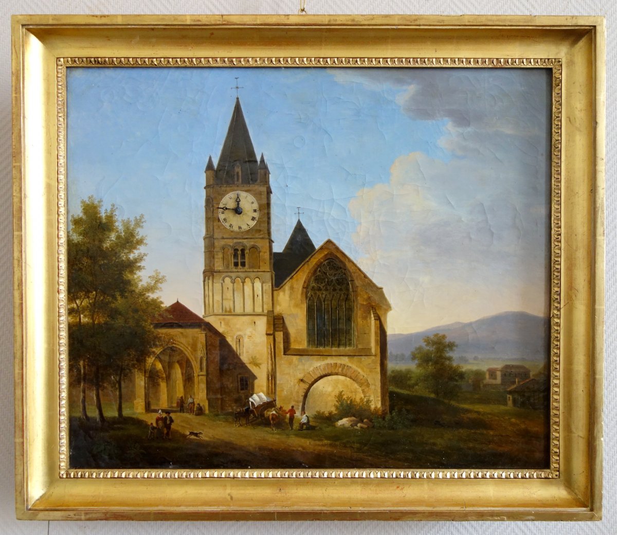 Alphonse Giroux : Large Painting / Clock, Early 19th Century Circa 1830 - Signed - 74.5cm X 63.