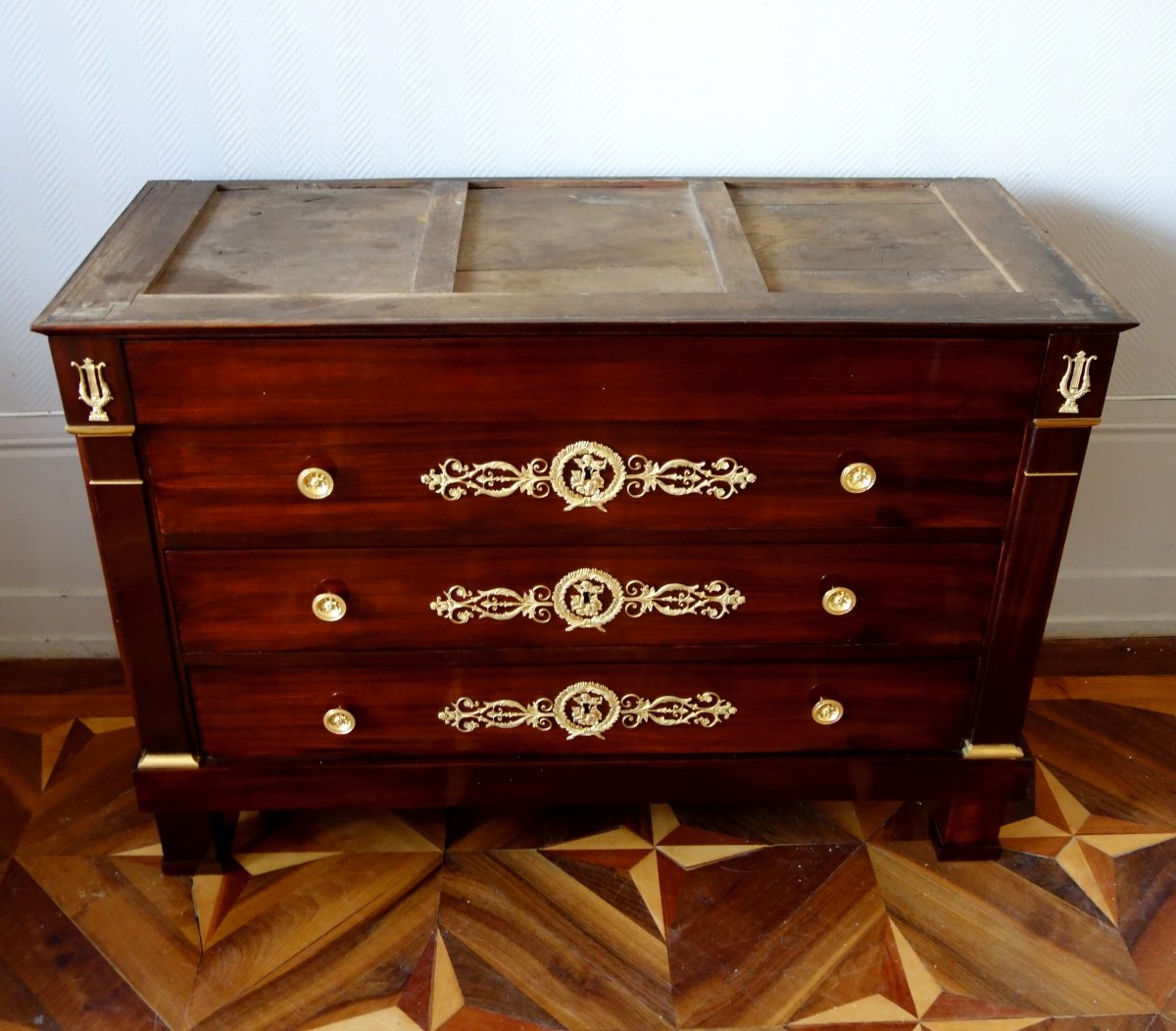 Marcion (attributed To) Commode In Mahogany And Gilt Bronze Empire Period-photo-5