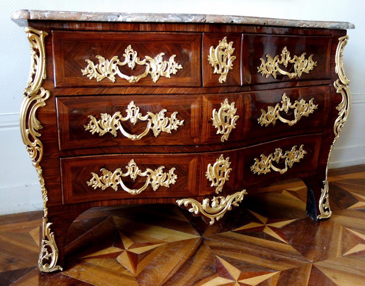 Ib Gautier : Regence Louis XV Violetwood Commode / Chest Of Drawers - Circa 1750 - Stamped-photo-4