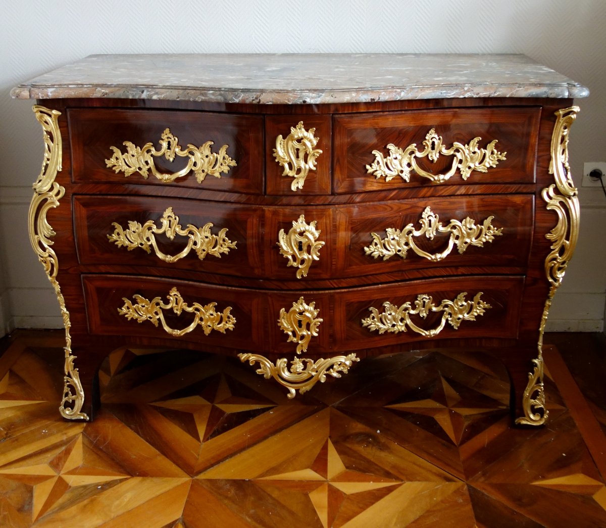Ib Gautier : Regence Louis XV Violetwood Commode / Chest Of Drawers - Circa 1750 - Stamped-photo-2