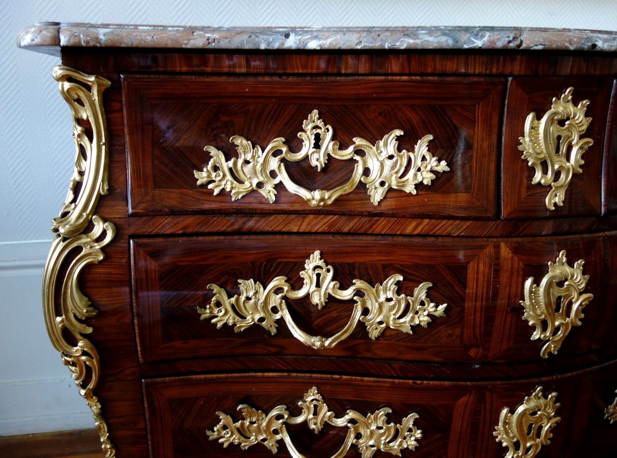 Ib Gautier : Regence Louis XV Violetwood Commode / Chest Of Drawers - Circa 1750 - Stamped-photo-4