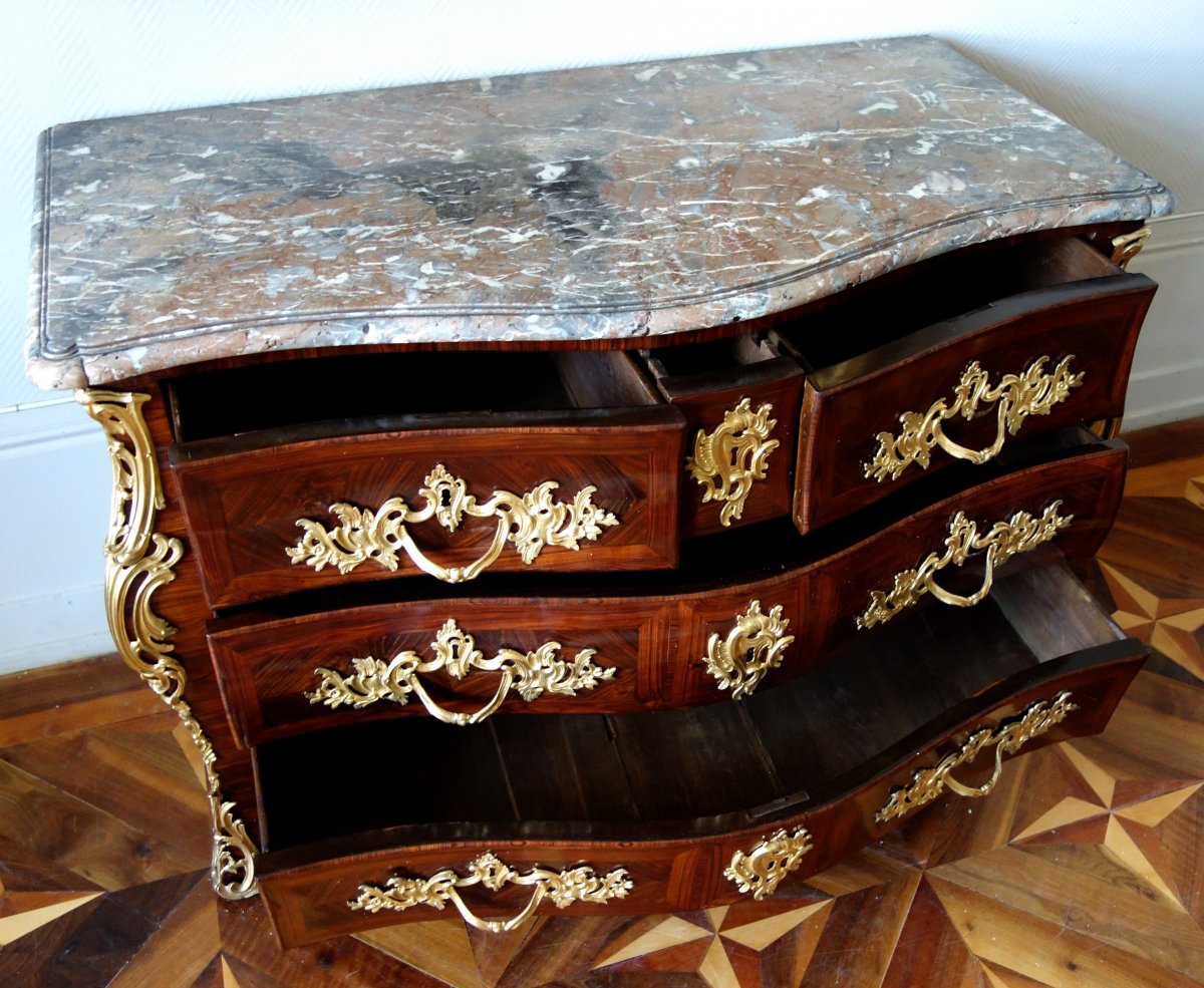 Ib Gautier : Regence Louis XV Violetwood Commode / Chest Of Drawers - Circa 1750 - Stamped-photo-6