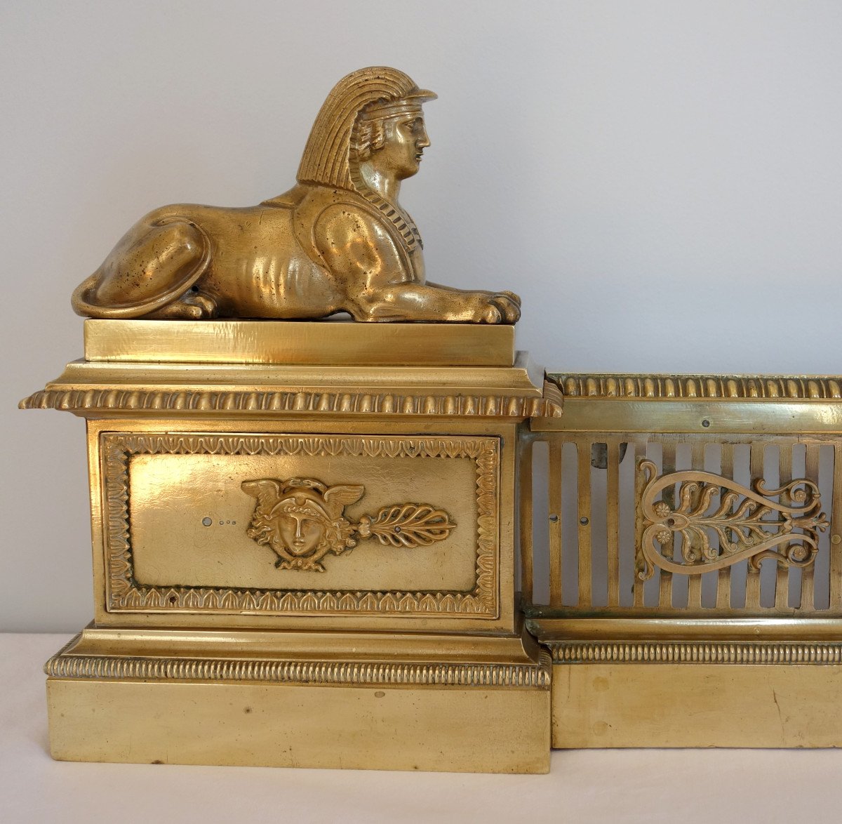 Empire Ormolu Mantel Bar, France, Early 19th Century - Sphinx Decoration-photo-4