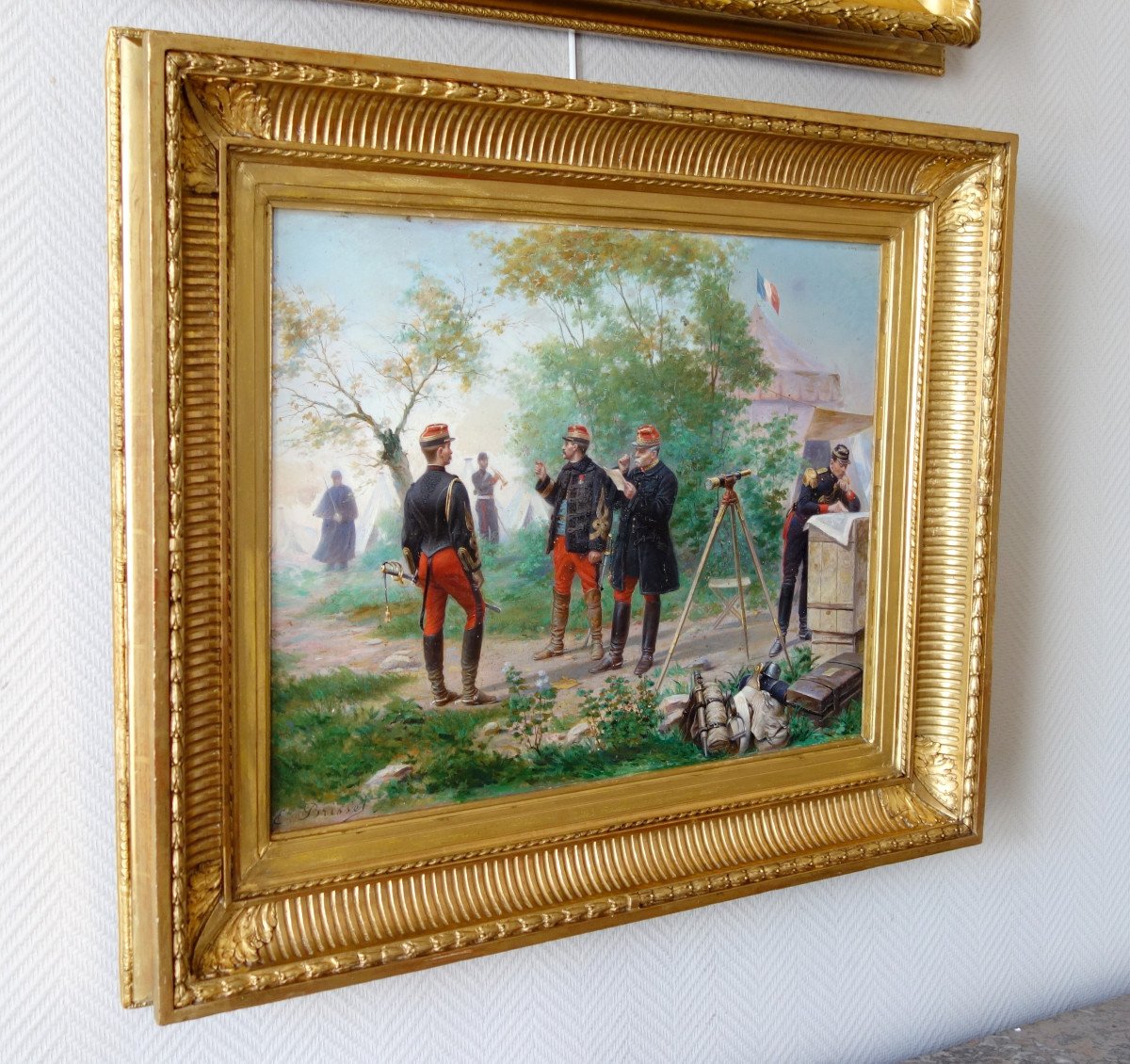 Emile Brisset, A Dispatch - French Officers Of Staff In Campaign - Oil On Canvas-photo-2