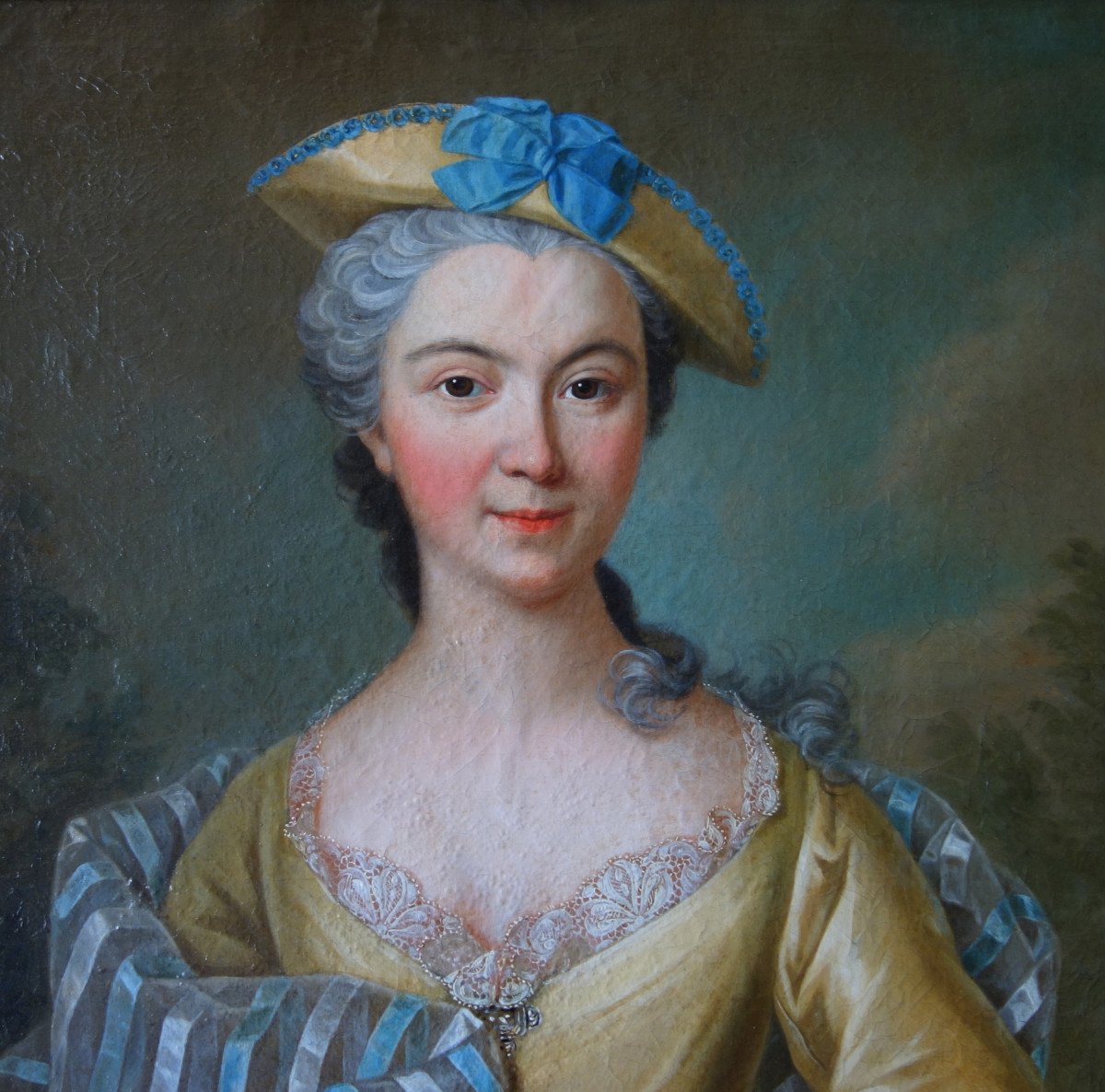 Ecole Française Du 18e Siècle, Entourage De Nattier - Portrait De Dame Dans Son Cadre d'Origine-photo-4