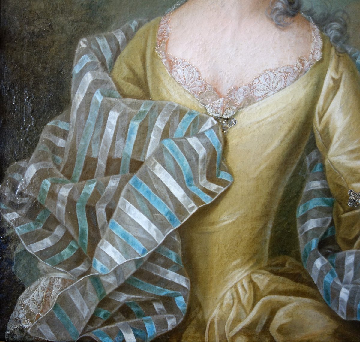 Ecole Française Du 18e Siècle, Entourage De Nattier - Portrait De Dame Dans Son Cadre d'Origine-photo-5