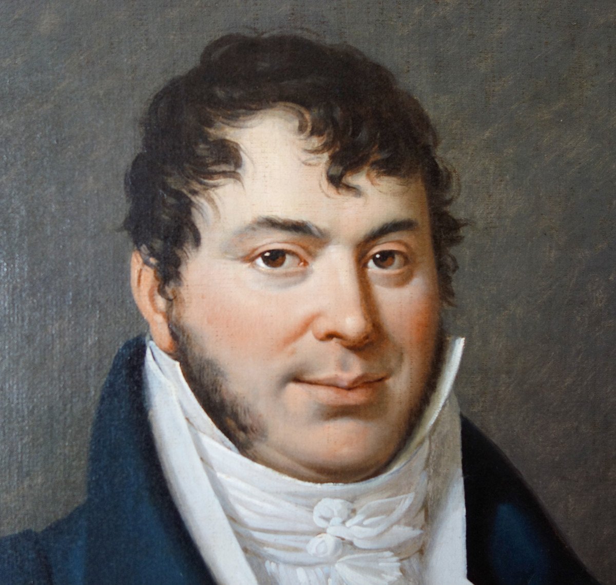 Edouard Pingret, élève De David - Grd Portrait d'Homme d'époque Empire 1813 - 103cm X 121cm-photo-3