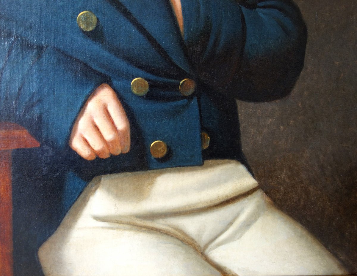 Edouard Pingret, élève De David - Grd Portrait d'Homme d'époque Empire 1813 - 103cm X 121cm-photo-2