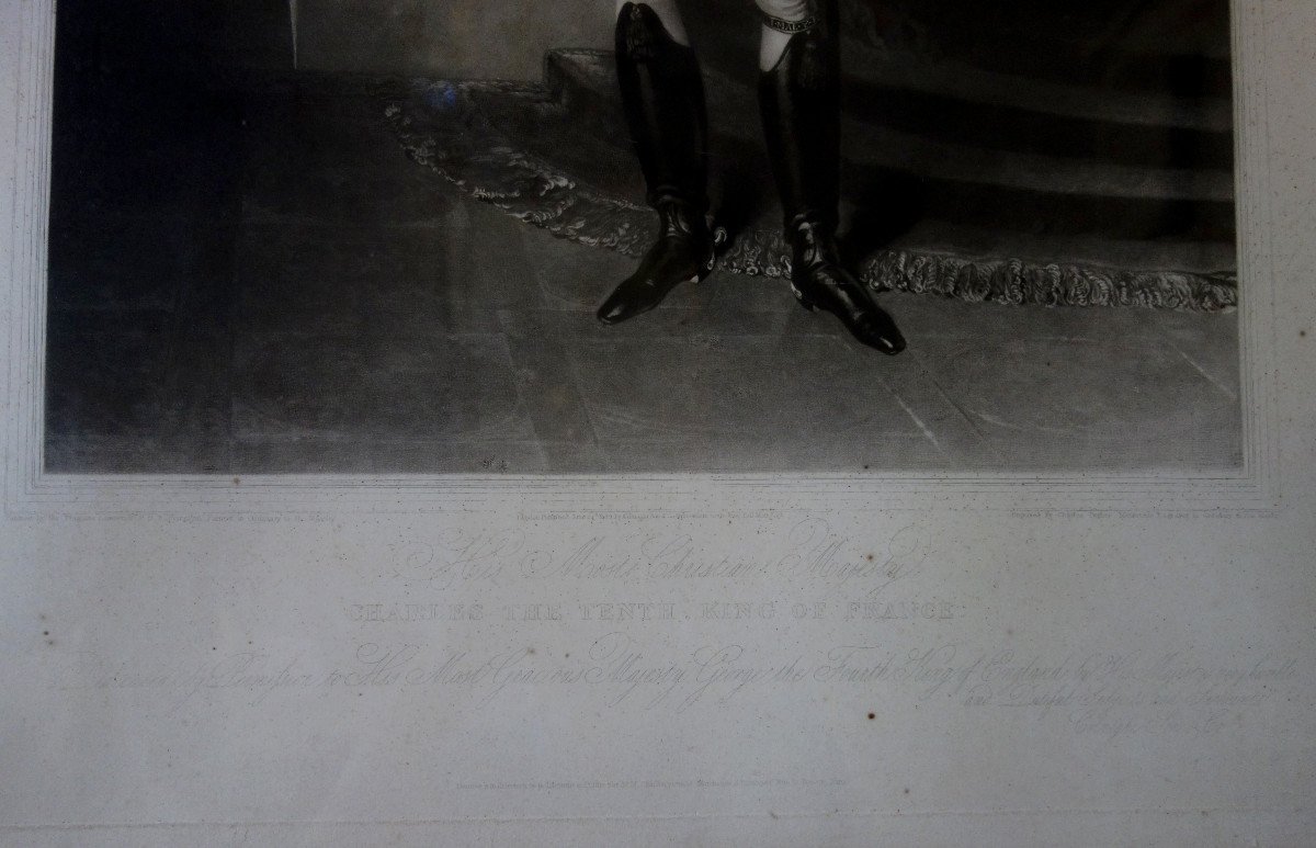 Grde Gravure Royaliste : Charles X  Roi De France En 1825 d'Après Lawrence, 76,5 X 104 Cm-photo-1