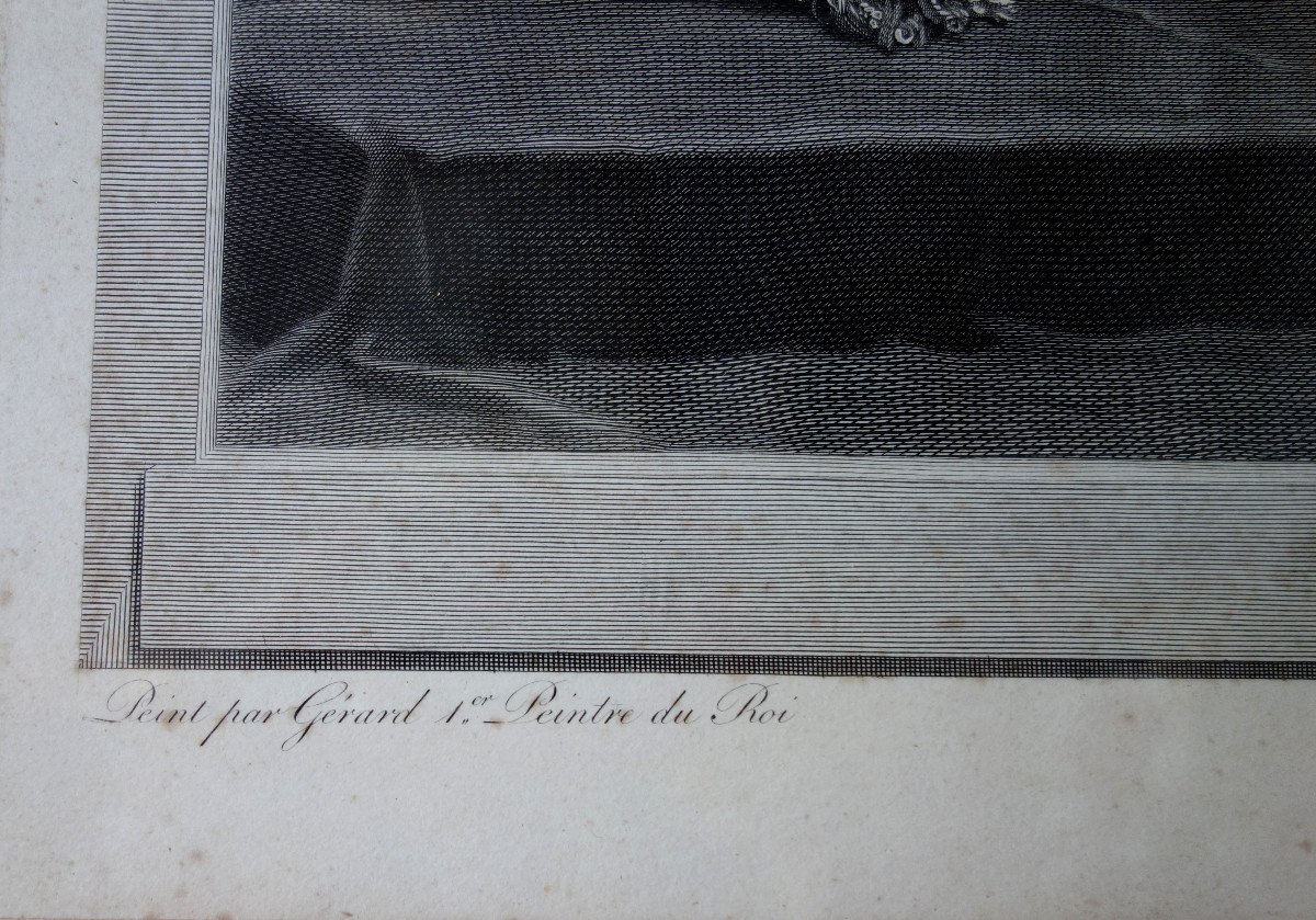 Grde Gravure Royaliste : Louis XVIII Roi De France En 1814 d'Après Gérard, 85,5 X 105 Cm-photo-2