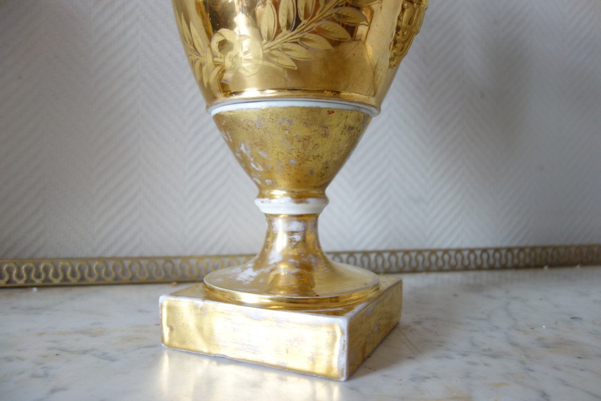 Paire De Grands Vases En Porcelaine d'époque Empire - allégories de l'air et de l'eau - 38,5cm-photo-7