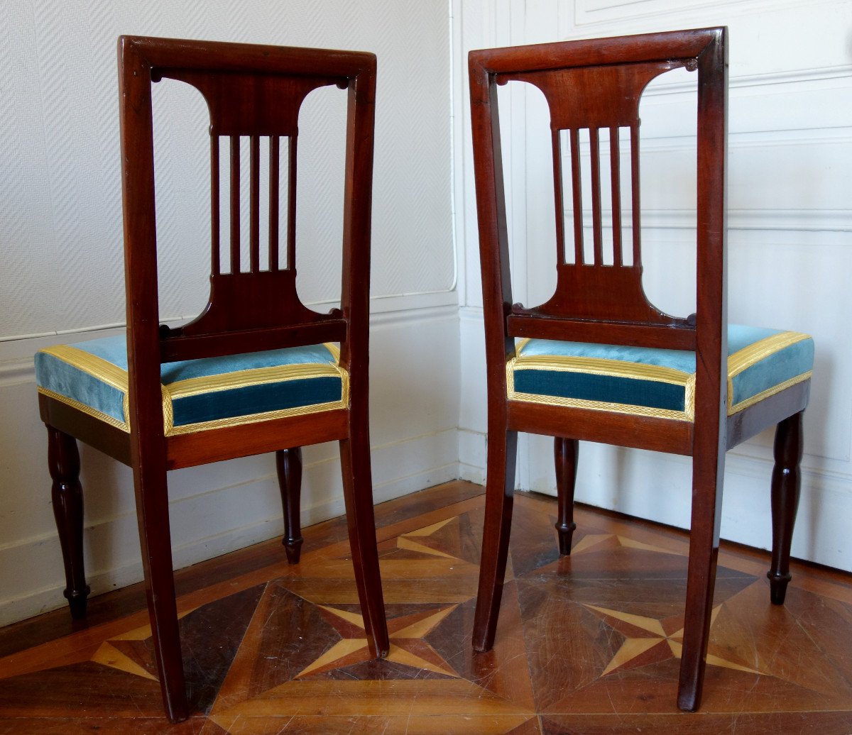 Paire De Chaises Par Jacob Pour Louis Philippe Au Chateau De Bizy - Estampilles Et Marques  Feu-photo-3