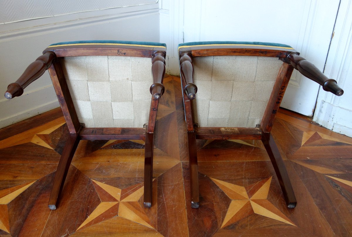 Paire De Chaises Par Jacob Pour Louis Philippe Au Chateau De Bizy - Estampilles Et Marques  Feu-photo-4