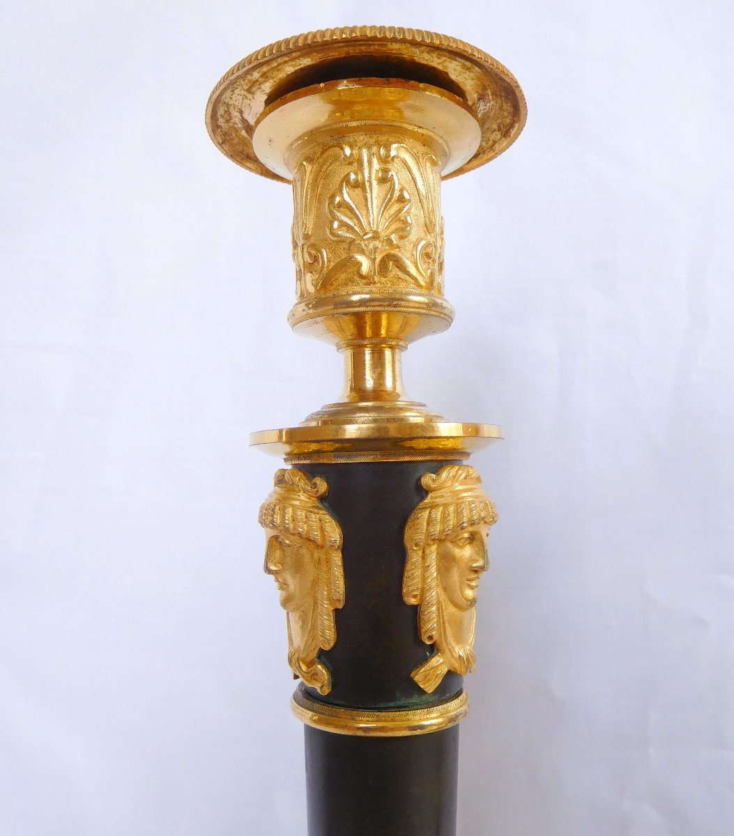 Claude Galle : Pair Of Empire Ormolu Candlesticks-photo-1