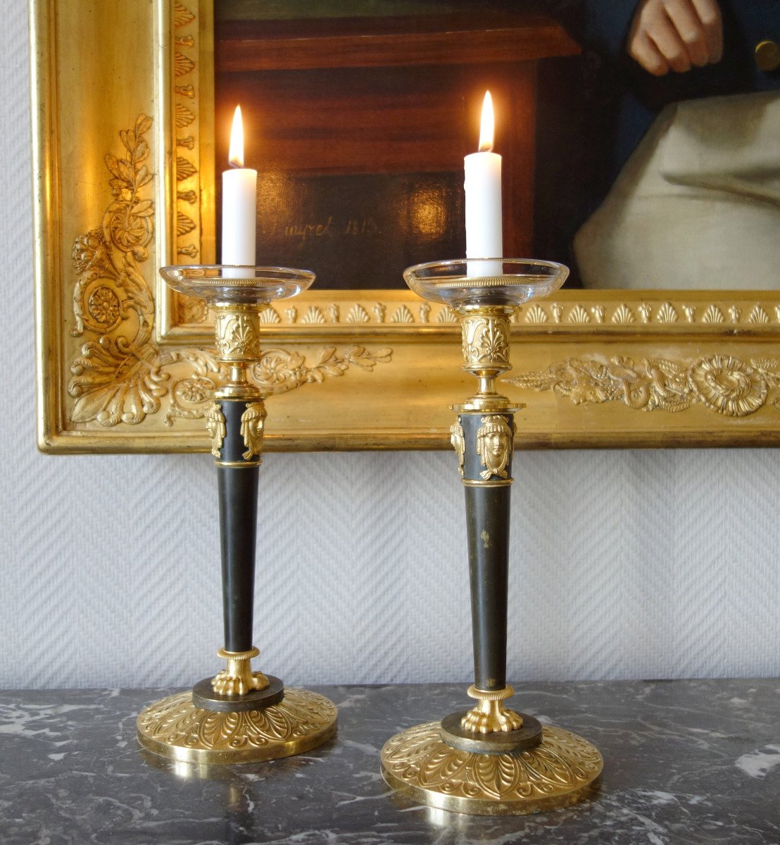 Claude Galle : Pair Of Empire Ormolu Candlesticks-photo-7
