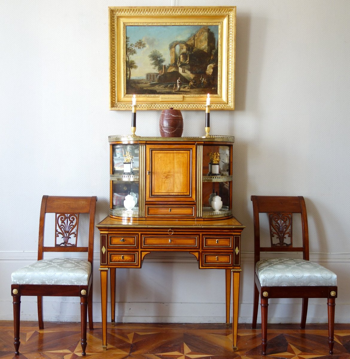   Writing Desk Bonheur Du Jour, Louis XVI Period, Lemon Tree And Amaranth-photo-3