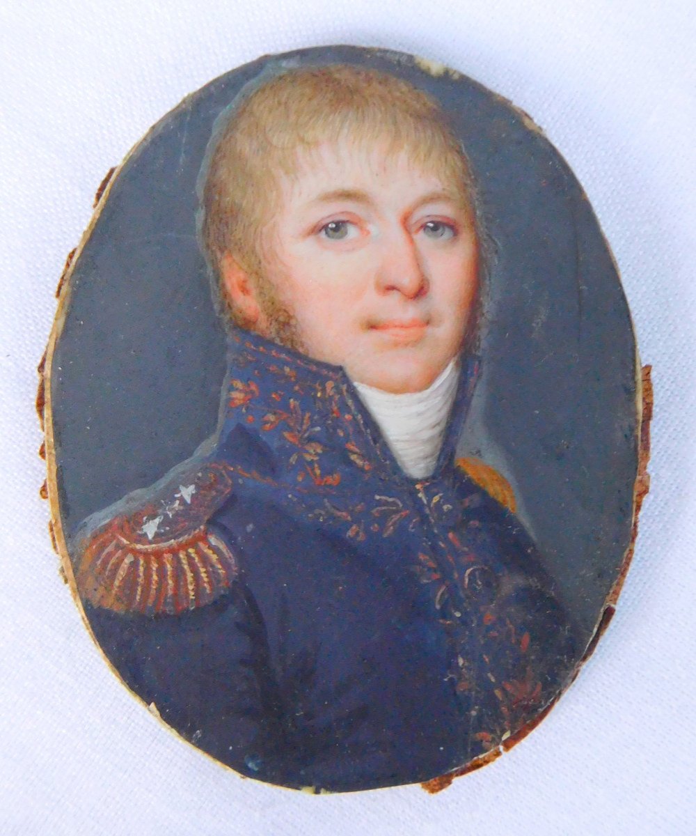 Miniature Portrait On Ivory: General Of The Empire, XIXth Century-photo-4