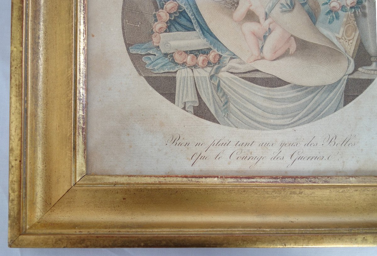 Funny Military Engraving, Empire Restoration Period - Golden Wood Frame-photo-2