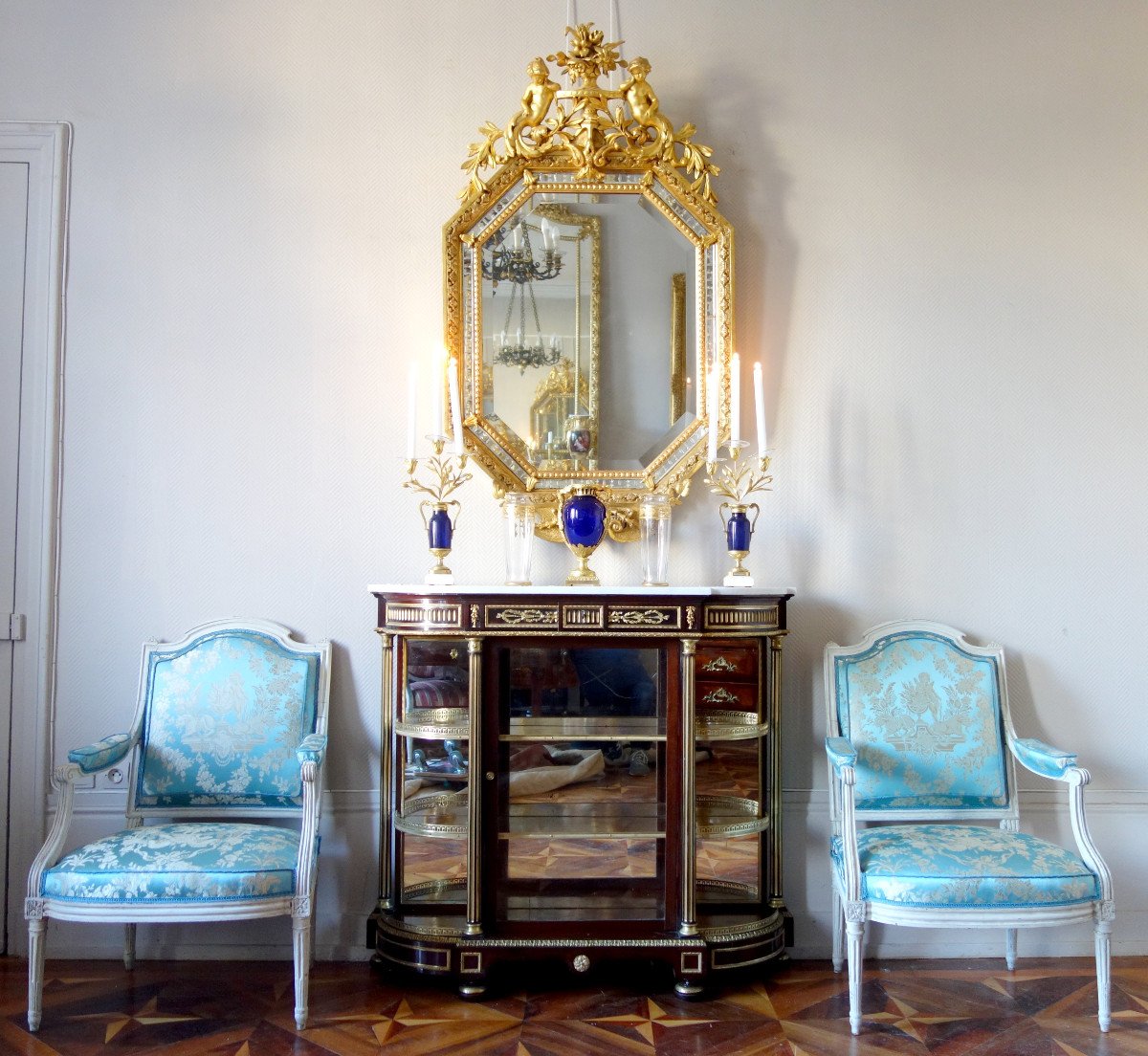 Gilded Wood Parecloses Mirror, Napoleon III Period 145cm X 85cm-photo-5