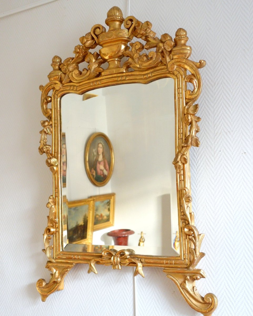   Miroir En Bois Doré, Travail Provencal d'époque Louis XV - Transition - 96cm X 60cm-photo-1