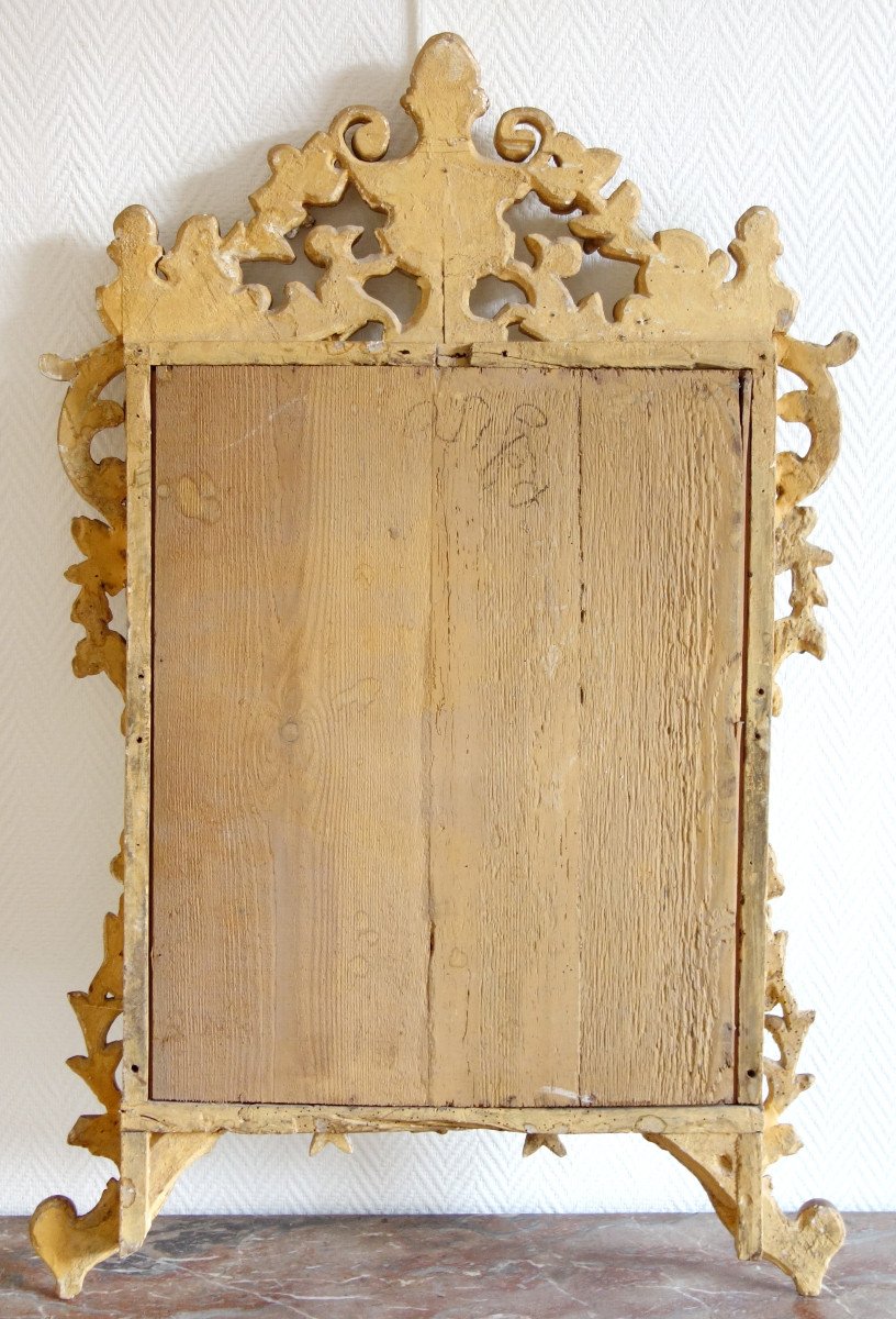   Miroir En Bois Doré, Travail Provencal d'époque Louis XV - Transition - 96cm X 60cm-photo-4