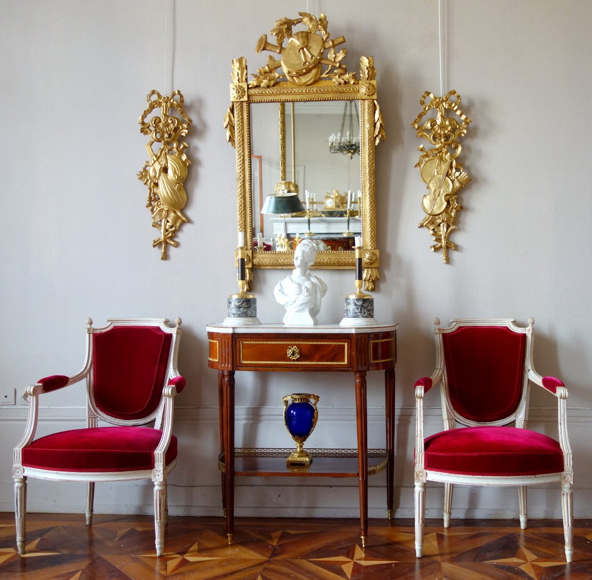 Tall Louis XVI Gilt Wood Mirror - France Circa 1780 - 122x70cm-photo-5