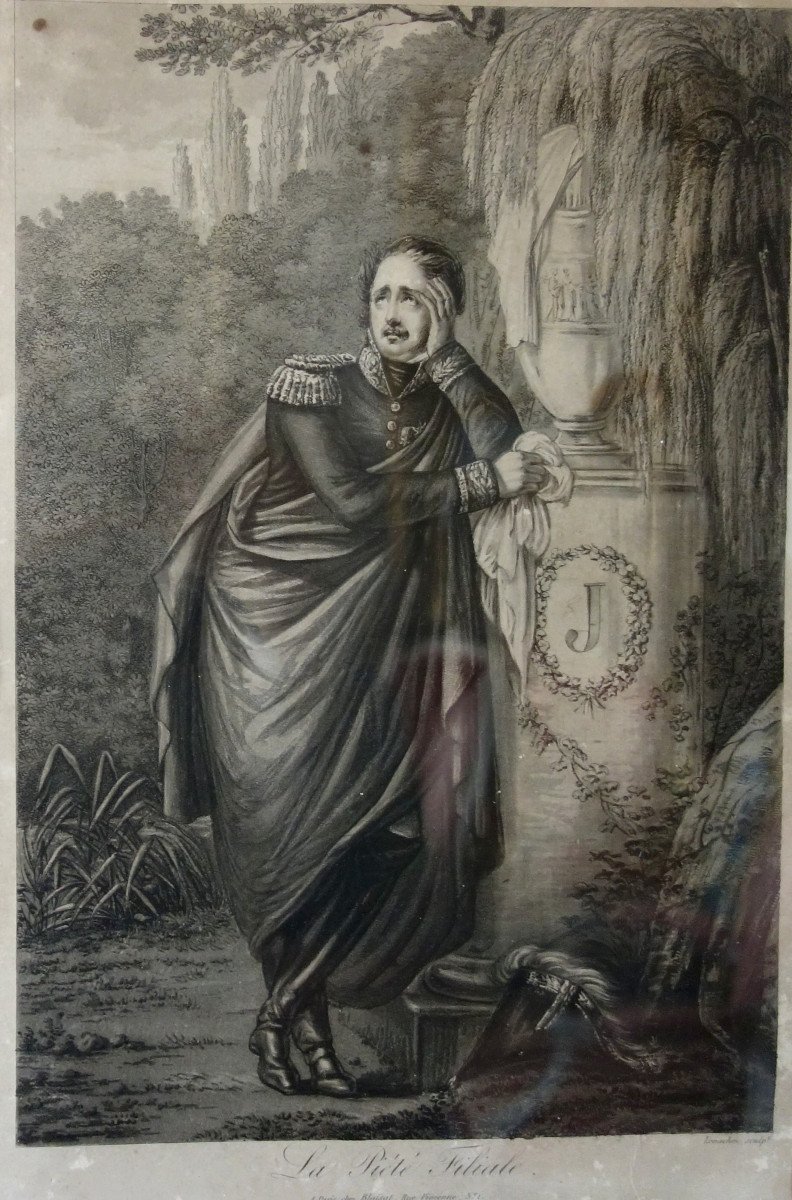 Le Prince Eugène De Beauharnais Pleurant Josephine, La Piété Familiale - Gravure Empire-photo-3