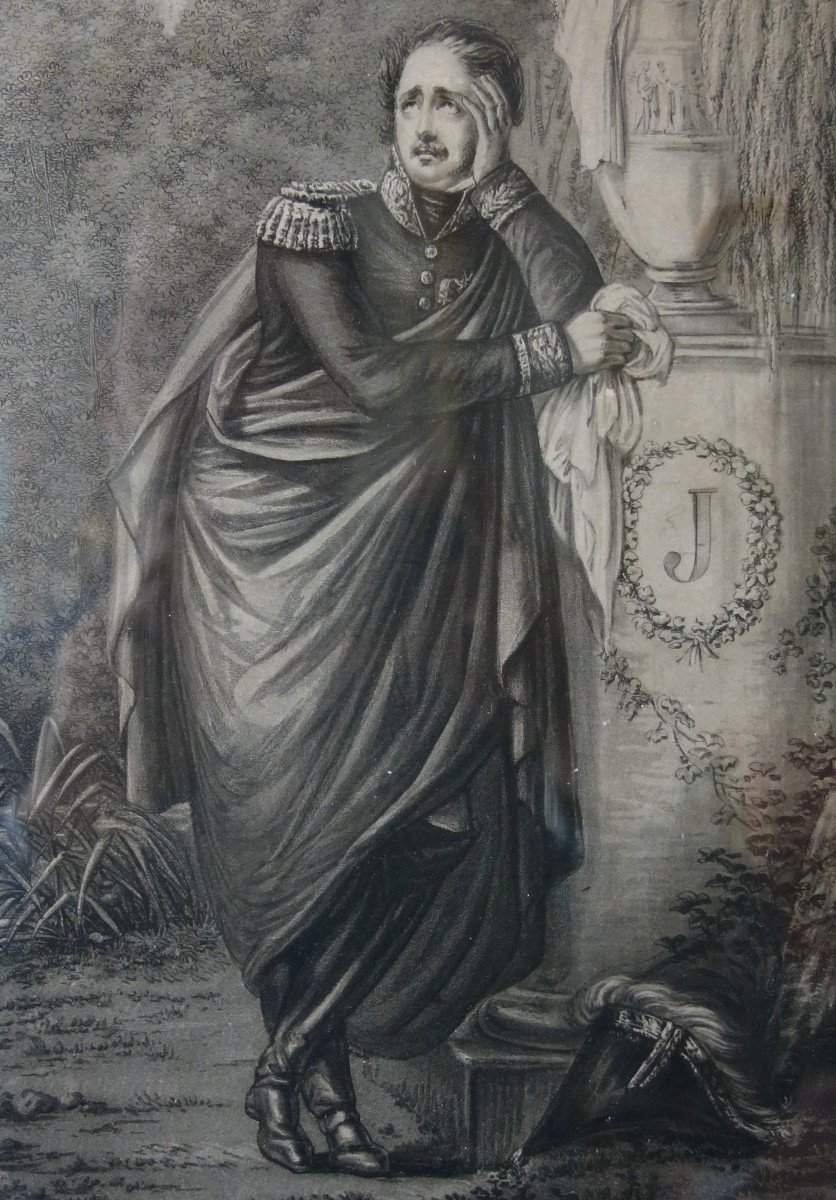 Prince Eugène De Beauharnais Weeping Josephine, Family Piety - Empire Engraving-photo-1