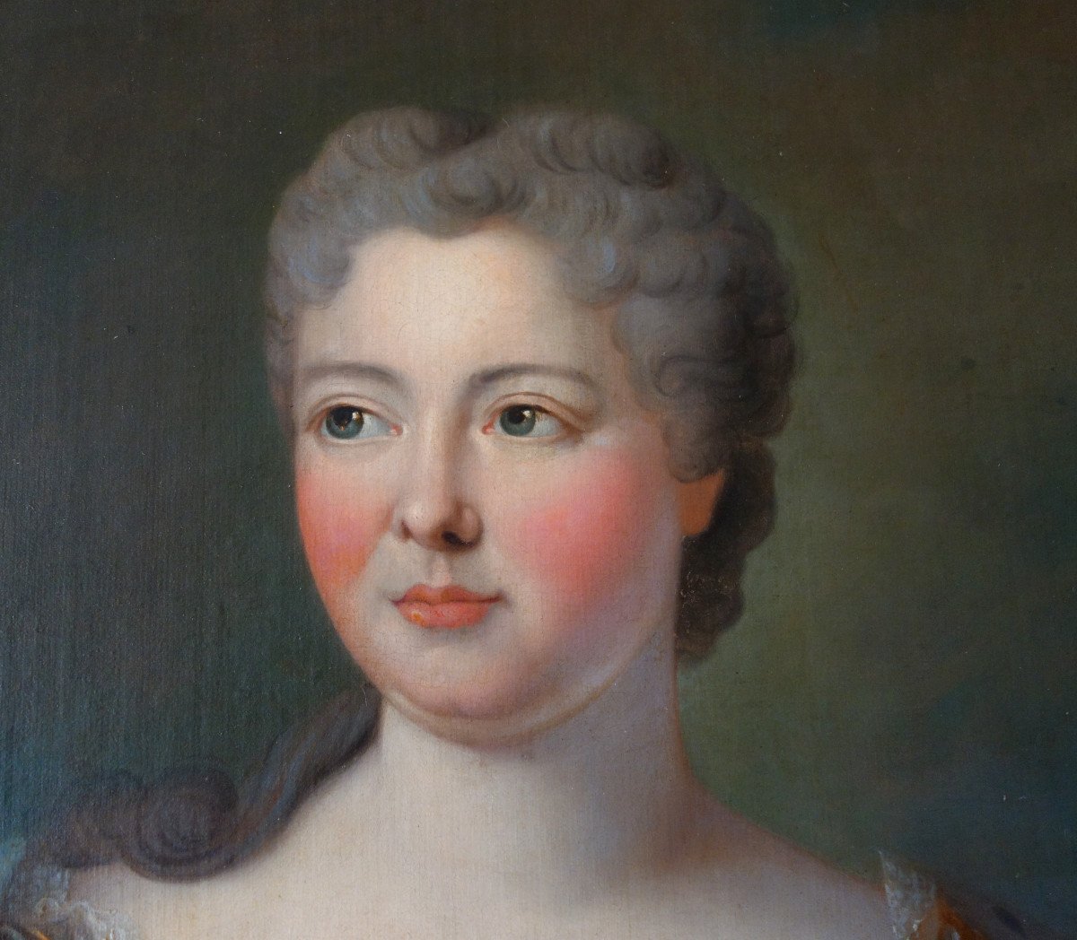 Pierre Gobert : Portrait De La Reine Marie Leczinska - Huile Sur Toile 161cmx137cm 