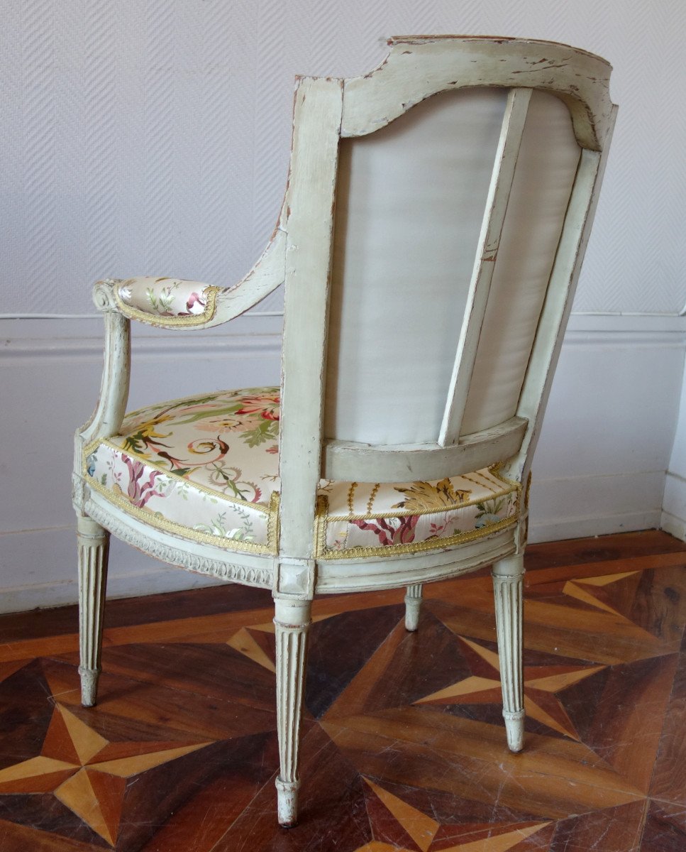 Claude Sene : Pair Of Louis XVI Cabriolet Armchairs Stamped, 18th Century-photo-3