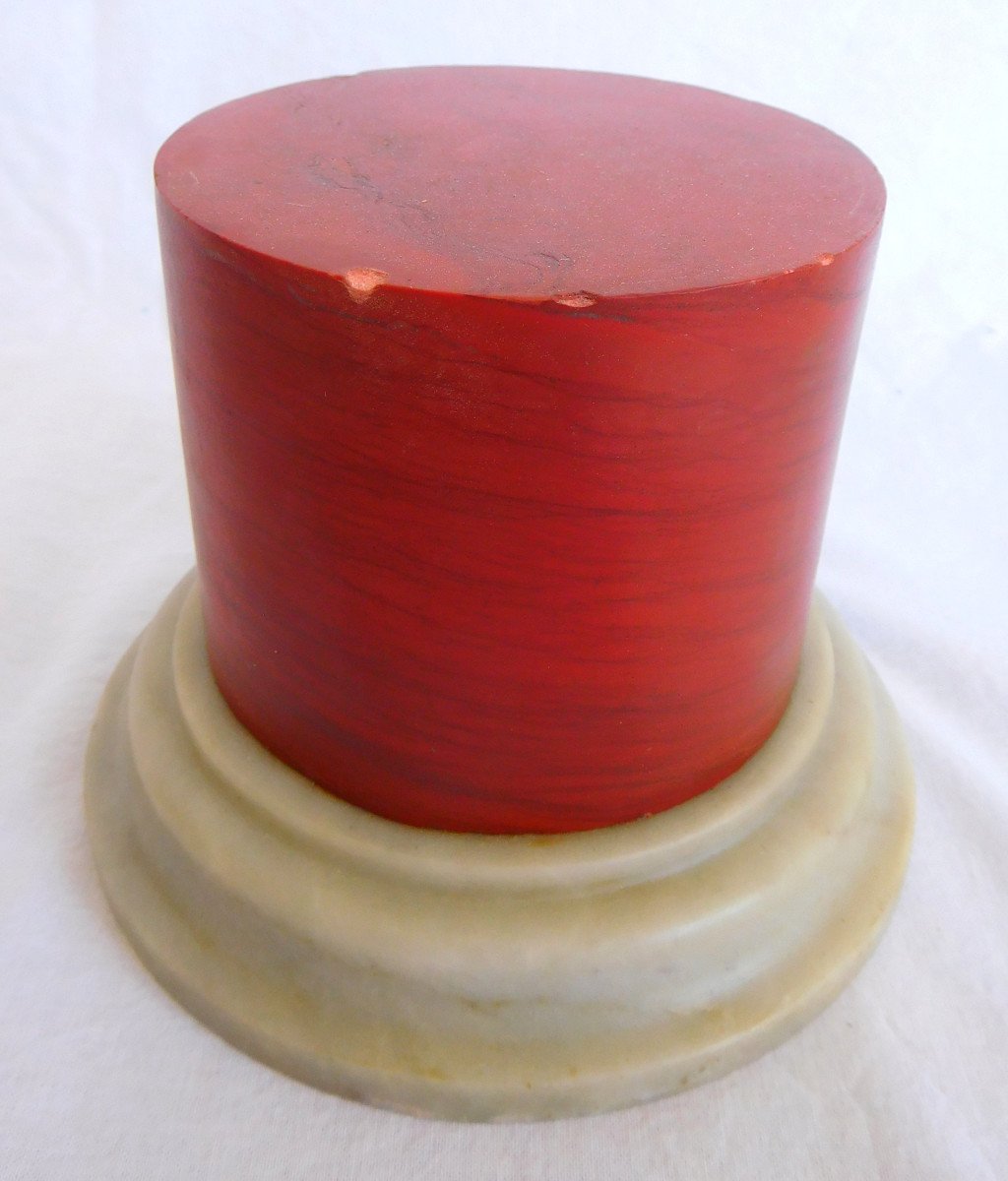 Pair Of Red Marble Bases, Louis XVI Style, 20th Century Italian Production-photo-3