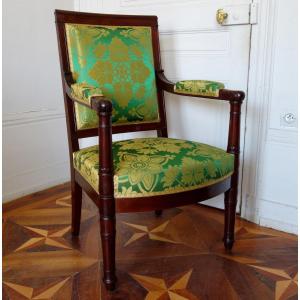 Mahogany Empire Armchair From The Chateau De Pont Sur Seine & The Tuileries - Fremancourt Stamp