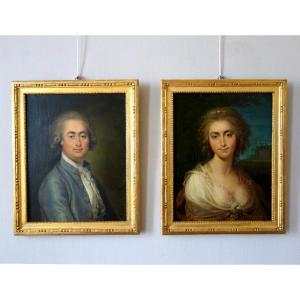Pair Of 18th Century Portraits : Aristocrats Under Louis XVI Reign Oil On Canvas - Mr&mrs De Bressac