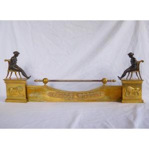 Empire Period Etruscan Fireplace Bar In Gilt Bronze, In The Taste Of Claude Galle