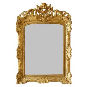 Louis XV Roccoco Period Gilded Wood Mirror - Gold Leaf Gilding - 97cm X 67.5cm