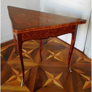 Table à Jeu encoignure d'époque Louis XV En Marqueterie