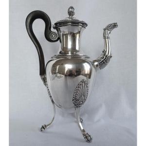 Large Empire Style Sterling Silver Coffee Pot Circa 1830