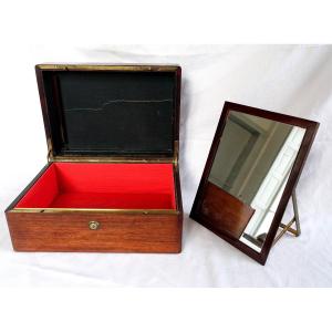 Jewelry Box In Rosewood And Brass Veneer, Maison Peret In Paris