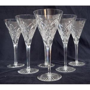 Baccarat: 6 Finely Cut Crystal Beer Glasses, Decor 10834 From The 1916 Catalog - 20.7cm