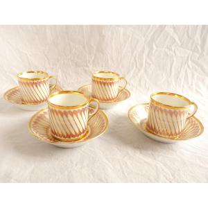 Dagoty - Set Of 4 Paris Porcelain Empire Period Litron-shaped Coffee Cups 