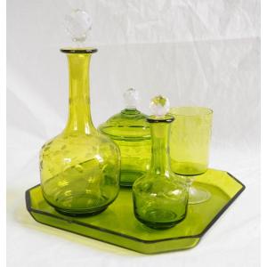 St Louis Crystal : Green Crystal Night Service - 5 Pieces