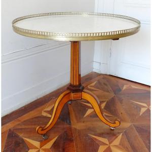 Louis XVI Directoire Period Tea Table Pedestal Table In Lemon Tree Marquetry - Circ 1790