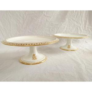Sèvres Manufacture, Pair Of Porcelain Plates With Count Crown Signed And Dated 
