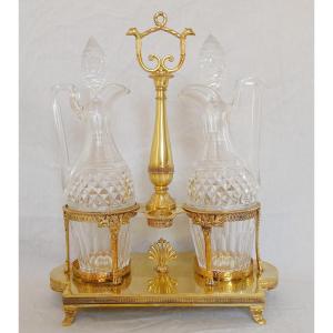 Empire Vermeil Oil And Vinegar Set, French Hallmark Rooster, Early 19th Century