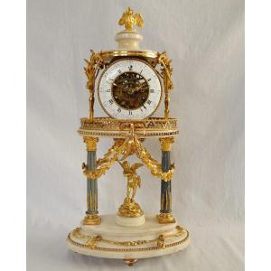 Pendule d'époque Louis XVI Au Temple De l'Amour Aveugle, Gardien Du Temps - Avec Son globe