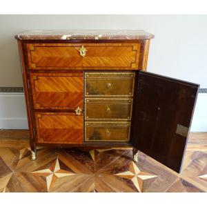 Meuble Cartonnier En Marqueterie d'époque Transition 