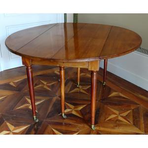 Table De Salle à Manger Louis XVI En Acajou Massif Avec Rallonge En Acajou - Début XIXe Siècle